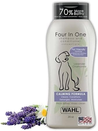 Wahl USA 4-in-1 Calming Dog Shampoo with Lavender Chamomile Scent – Cleans, Conditions, Detangles, & Moisturizes - Pet Friendly…