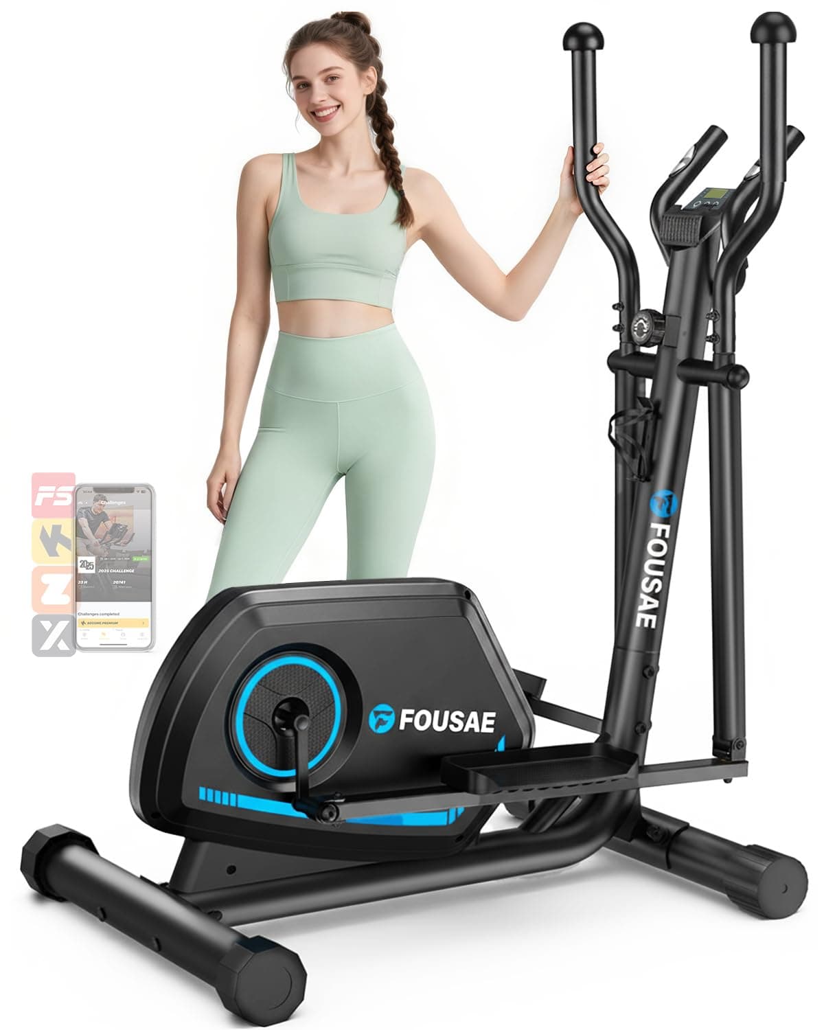 Elliptical Exercise Machine, 16-Level Magnetic Resistance Elliptical Machine for Home Trainer with Hyper-Quiet Drive, 15.5IN…