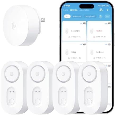 GoveeLife Upgraded Smart Water Leak Detector 1s with 1804 ft Ultra-Long Range, WiFi Water Sensor with SMS/Email/APP Push and…