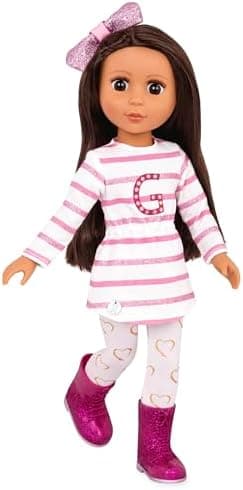 Glitter Girls – 14-Inch Fashion Doll – Straight Brown Hair & Brown Eyes – Striped Tunic & Glitter Boots –…