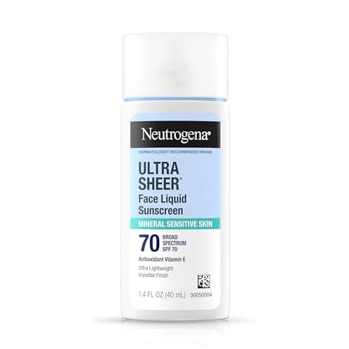 Neutrogena Ultra Sheer Liquid Mineral Sunscreen For Face, Lightweight, Broad Spectrum SPF 70 Facial Sunscreen for Sensitive Skin…