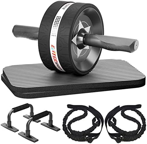 EnterSports Ab Rollers Wheel Kit, Exercise Wheel Core Strength Training Abdominal Roller Set with Push Up Bars, Resistance Bands…