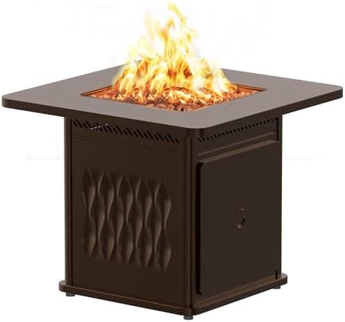 East Oak 32" Outdoor Propane Fire Pit Table | 50,000 BTU Gas Fire Pit…