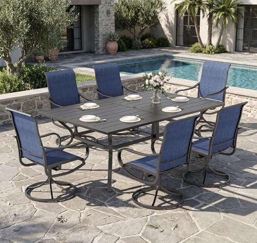 Sophia & William Outdoor Dining Set Patio Dining Set for 6 Outdoor Table and Chairs 7 Pieces Outdoor Patio Set with Swivel Patio…
