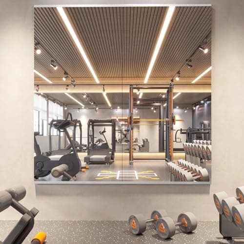 pertetey Home Gym Mirror, 48X24 Inch(Each)-2Pack Large Frameless Tempered Glass Full Body Wall Mounted for Yoga, Exercise, Dance…