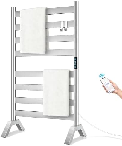 Heated Towel Racks for Bathroom Freestanding & Wall Mounted, WiFi-Enable Electric Towel Warmer Rack, Extra-Wide Heating Area Fast…