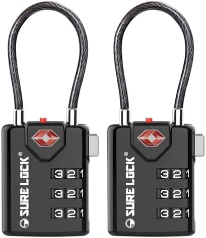 SURE LOCK SURE LOCK TSA Compatible Travel Luggage Locks, Inspection Indicator, Easy Read Dials - 2 pack
