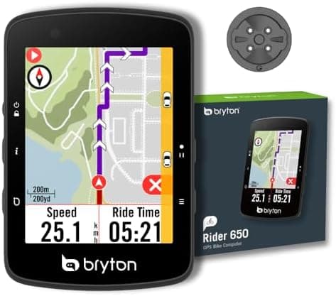 Bryton Rider 650 2.8 Inch Color LCD Touchscreen GPS Bike/Cycling Computer, Preloaded USA Map, Compatible with Bike Radar, 33hrs…