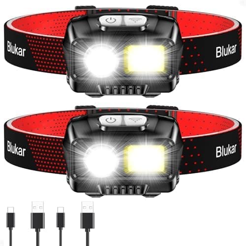 Blukar LED Headlamp Rechargeable,2000L High Lumen Super Bright Dimmable Headlight Flashlight with Motion Sensor- 8…