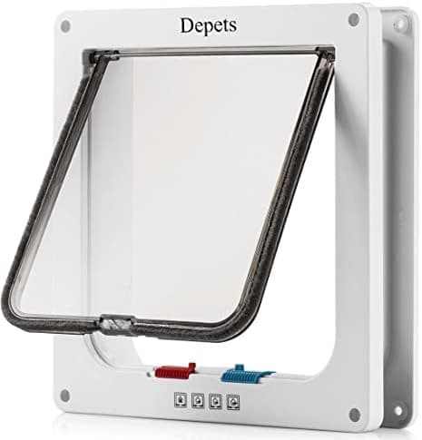 Depets Large Cat Door (Outer Size 9.9" x 9.2"), 4 Way Locking Cat Flap Door for Interior Exterior Doors, Weatherproof Pet Door…