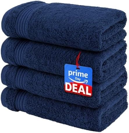 American Veteran Towel, Hand Towels for Bathroom Set of 4, 100% Cotton Turkish Hand Towel Sets, Soft Hand Face Towels, Navy Blue…
