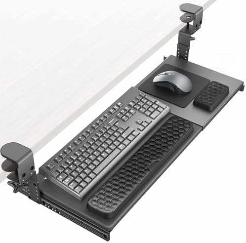 VIVO Large Height and Width Adjustable Under Desk Keyboard Tray, C-clamp Mount System, 22.5” to 30” (28.5” to 36” Including…