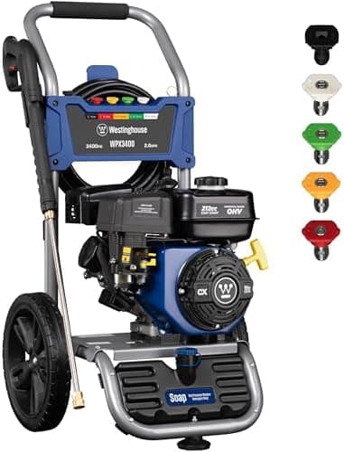 Westinghouse WPX3400 Gas Pressure Washer, 3400 PSI and 2.6 GPM, Onboard Soap Tank, Spray Gun and…