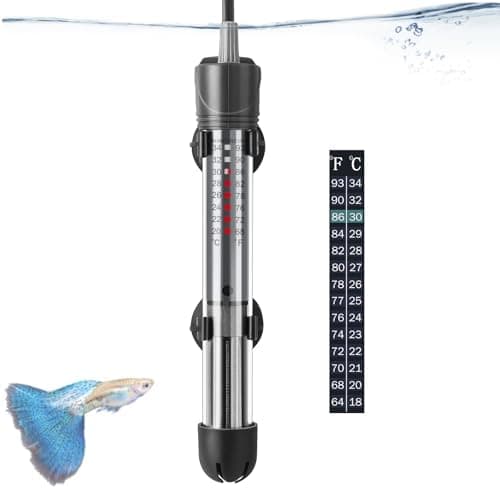 HITOP 50W Adjustable Aquarium Heater, Submersible Fish Tank Heater Thermostat with Suction Cups for 8-16Gal