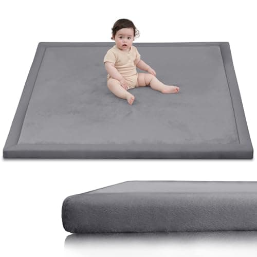Huloo Sleep Ultra Soft Baby Play Mat for Floor,1.3" Thick Elasti-Foam 50x50 Playpen Mat for Toddlers Infant…
