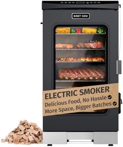 EAST OAK 30" Electric Smoker for Outdoors | Built-in Meat Probe & Clear Viewing Window | Side Chip Loader for 6x Longer…