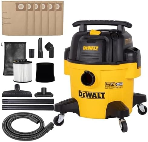 DEWALT 6 Gal Stealthsonic Shop Vacuum Wet and Dry, 5 Peak HP Shop Vac with Poweful Suction, Ultra-Quiet Shopvac Wet Dry Vacuum…