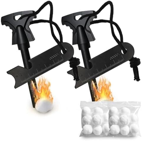 2PCS Magnesium Fire Starter with Striker, High Temp Magnesium Rod, Ferro Rod Fire Starter Survival Tool with 20Pack Waterproof…