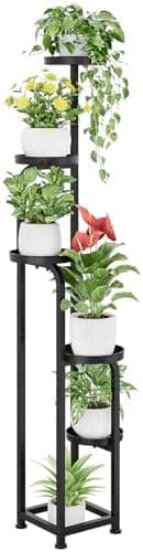 Bamworld Tall Plant Stand Indoor Outdoor, Corner Metal Flower Pot Stands for Multiple Plants, 5 Tier Heavy Duty Plant Shelf for…