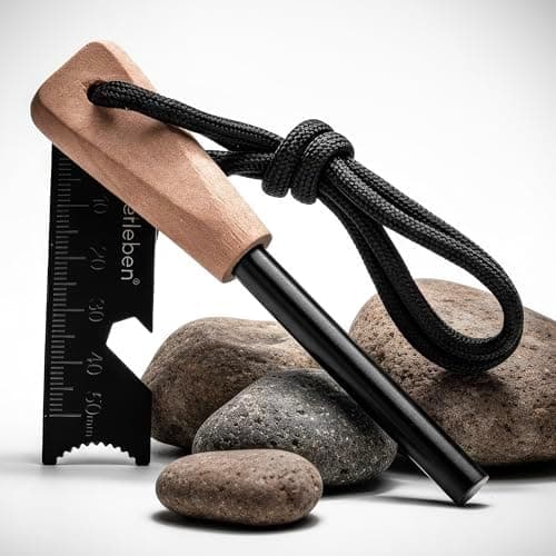 überleben | Zünden Original Ferro Rod Fire Starter Survival Tool – Up to 15,000 Strikes, 3/8" Fire Steel with Wood Handle…