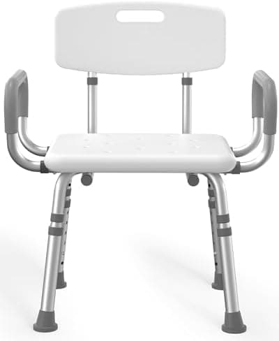 HOMLAND Shower Chair for Inside Shower with Arms and Back, 500 lbs Heavy Duty Shower Seat for Bathtub, Height Adjustable Safety…