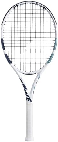 Babolat Evo Drive Lite 2nd Gen Tennis Racquet (White) Strung with 16g Syn Gut at Mid-Range Tension