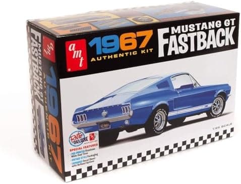 AMT Round 2 1967 Ford Mustang GT Fastback 1:25 Scale Model Kit, Chrome (AMT1241)