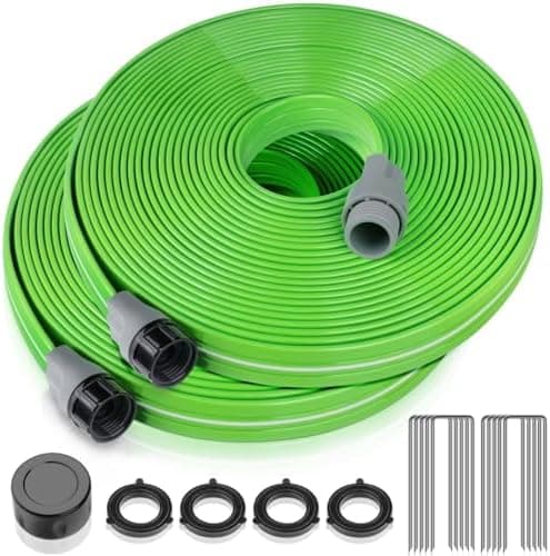 LAVEVE Heavy Duty Sprinkler Soaker Hose 100 FT, Flat Garden Hose with Holes, Efficient Flexible Irrigation Hose for Yard, Lawn…