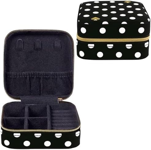 kate spade new york kate spade new york Small Travel Jewelry Case, Black Dotted Jewelry Box to Organize…