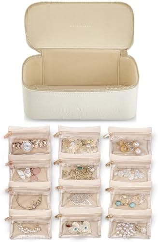 VLANDO VLANDO Travel Jewelry Case,Jewelry Box with 12 Velvet Jewelry Pouch Jewelry Travel Organizer for Women Girl Jewelry Case…