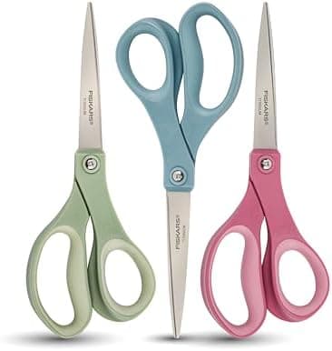 Fiskars 8” Comfort Grip Titanium Multipurpose Scissors with Ergonomic Handles for Everyday Cutting Tasks…