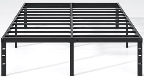 NEW JETO Metal Bed Frame,Queen Size Bed Frame with Storage Space,Heavy Duty Sturdy Mattress Foundation,Easy Assembly,No Box…