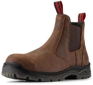 SUREWAY Men's Slip-On Work Boots for Men,Full Grain Leather,Anti-Static,Water/Slip Resistant,Fire Station Mechanic Industrial…