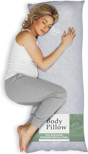 Snuggle-Pedic Body Pillow for Side Sleepers for Adults - Full Body Maternity Pillow Support Legs, Belly & HIPS - Shredded Memory…
