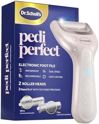 Dr. Scholl's Pedi Perfect Electric Foot Callus Remover, Waterproof, Rechargeable with x2 Roller Heads, Removes Hard Skin for Soft…