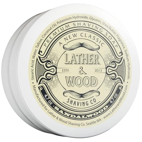 Lather & Wood Shaving Soap - Sandalwood - Simply The Best Luxury Shaving Cream - Tallow - Dense Lather with…