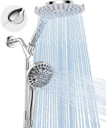 MakeFit Dual Handheld Shower Head Combo, 2-in-1 Rain Shower Heads System 8 Inch Rainfall Shower Head and 10 Modes High Pressure…