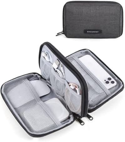 BAGSMART Electronics Organizer Travel Case, Cable Charger Cord Tech Organizer Pouch for Phone Charger Accessories, Black