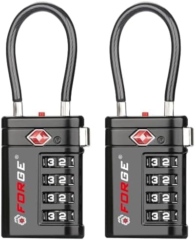 Forge Open Alert TSA Approved Luggage Locks, 4 Digit Combination TSA Travel Locks with TSA008, Zinc Alloy Body for Luggage…