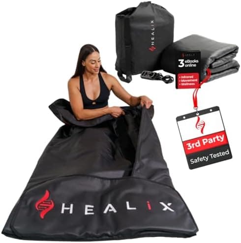 Healix Infrared Sauna Blanket - Zero EMF Portable Sauna for Detox, Recovery & Wellness - 10,000-Strand Far Infrared Carbon Fiber…