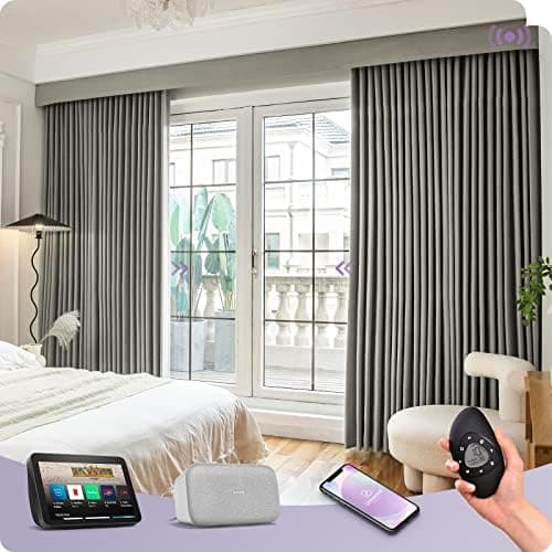 Graywind Rechargeable Smart Curtains Compatible with Alexa App Remote Control Motorized Drape for Sliding…