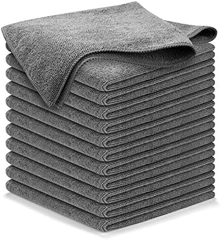 USANOOKS Microfiber Cleaning Cloth Grey - 12 Pcs (12.5"x12.5") - High Performance - 1200 Washes, Ultra Absorbent Microfiber Towel…