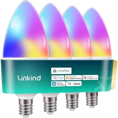 Linkind Matter Smart Bulbs, E12 Led Bulb Works with Alexa/Apple Home/Google Home, Smart Light Bulbs, WiFi…