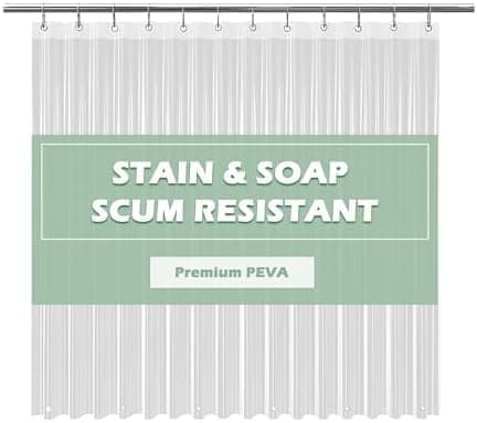 EHZNZIE Crystal Clear Shower Curtain Liner 72x72, PEVA Waterproof Bath Curtain, No Chemical Smell, 3 Weighted Magnets, Durable…