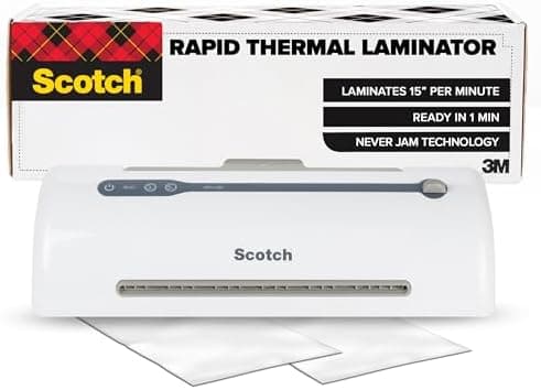 Scotch Rapid Thermal Laminator, Ready in 1 Minute, Never Jam Technology Automatically Prevents Misfed Items, 9 inch, Includes 2…