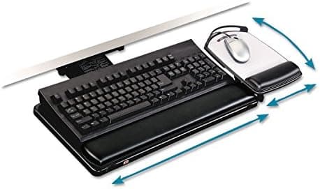 3M Tray with Adjustable Keyboard and Mouse Platforms, Turn knob to Adjust Height and tilt, swivels and Stores Under Desk, Gel…