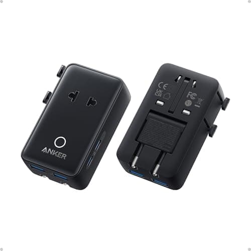 Anker Nano Travel Adapter, 5-Port Power Adapter with 1× 2-Pin AC, 2 USB A, 2 USB C for 20W, Smart Temperature Control, Works in…