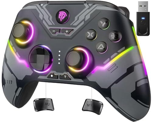 EasySMX X15 Wireless PC Controller with Hall Effect Joysticks & Triggers, RGB Lighting, 2 Back Buttons, 1000mAh Battery…
