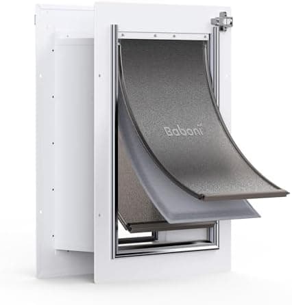 Baboni Pet Door for Wall,3-Flap,Steel Frame and Telescoping Tunnel, Aluminum Lock, Double Flap Dog Door and Cat Door, Strong and…