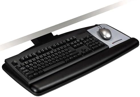 3M Keyboard Tray, Just Lift to Adjust Height and Tilt, Sturdy Tray Includes Gel Wrist Rest and Precise Mouse Pad, Swivels Side to…